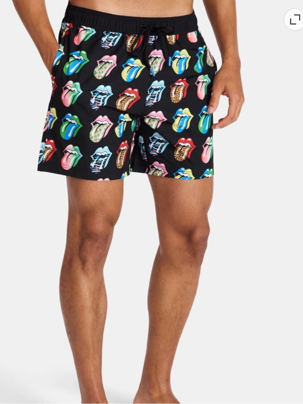 New the Rolling Stones Black Multicolor Tongue Prints swim mens trunks
